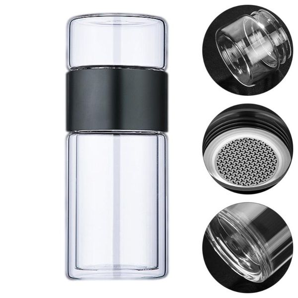 

cups & saucers 1pc double layers heat resistant glass cup portable tea separation