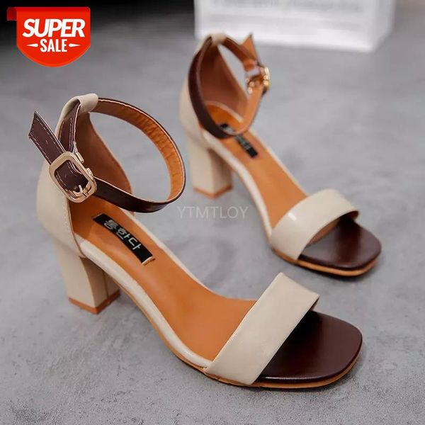 

new summer fashion woman one word buckle sandals roman high heels plus size 34-42 brown zapatilla mujer #9a90, Black