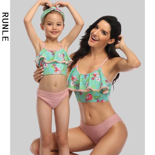 

parent child women swimsuit bikini 2021 swimwear ladies bathing suit girls female for print polyester sierra surfer