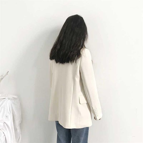 

women's suits & blazers elegant notched collar bright color women blazer 2021 single breasted female jacket outwear full sleeve office, White;black