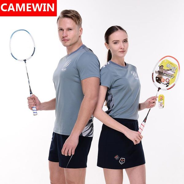 

camewin durable speed badminton racket battledore racquet with carry bag for couples red/blue color 1 pair
