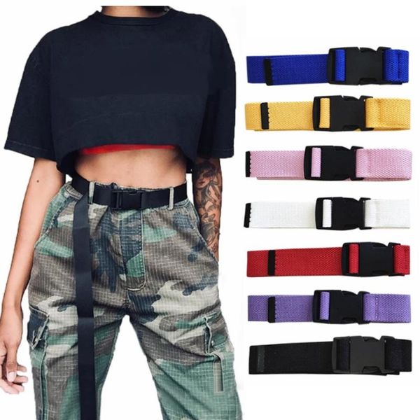 

belts solid color long canvas belt waist with plastic buckle adjustable, Black;brown