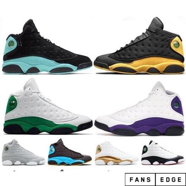 

13 13s mens basketball shoes island green black cat court purple classic lucky green men women designer shoes sneaker trainers 5.5-13