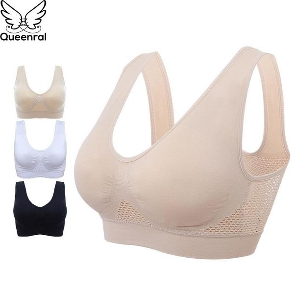 

queenral bras for women plus size seamless bra cotton breathable underwear wireless with pads push up bra plus size 5xl 6xl, Red;black
