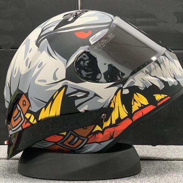 

full face helmet with tail wing motorcycle helmet men women in winter warm racing spoiler grey hawk ece approved