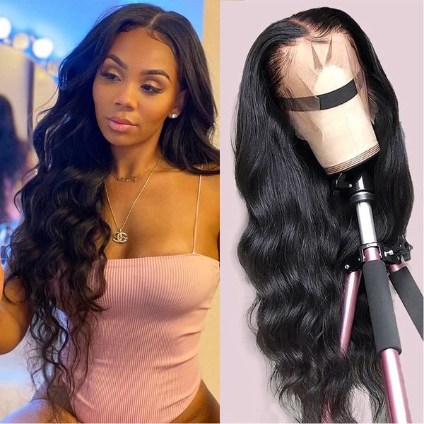 

lx brand black body wave wig for black women cosplay/daily used wig synthetic lace wig pre plucked with natural hairlinefactory direct