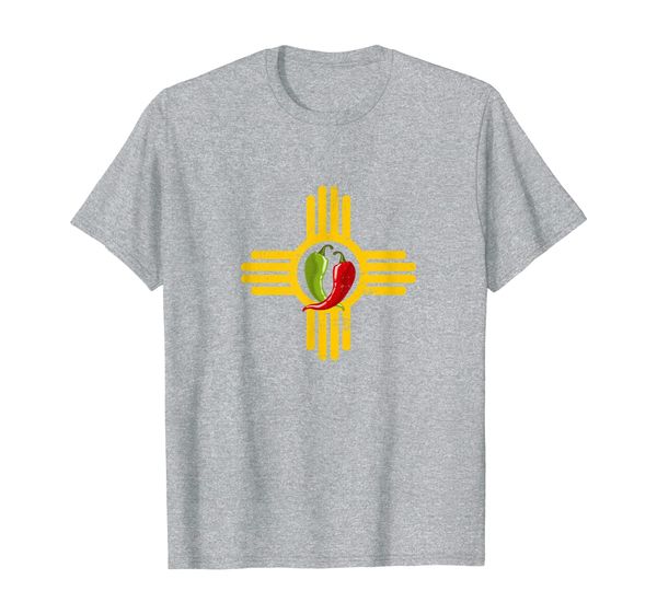 

new mexico southwest zia with red and green chile t-shirt, White;black