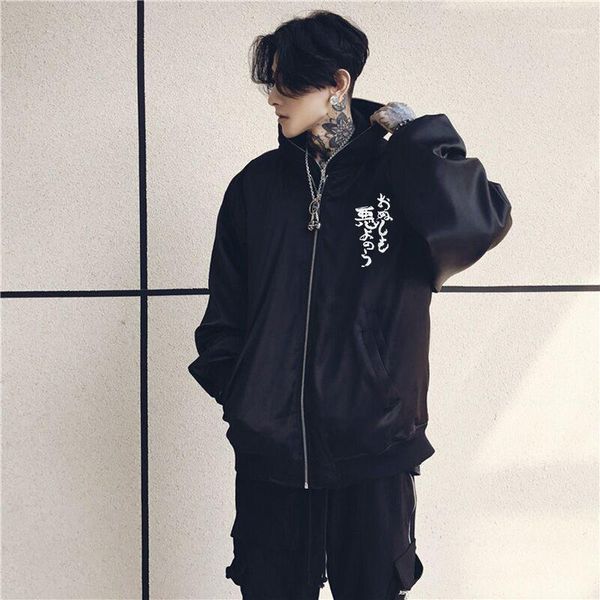 

men's jackets 2021 spring bomber zipper evil spirit print jacket male casual streetwear hip hop pilot coat men clothing1, Black;brown