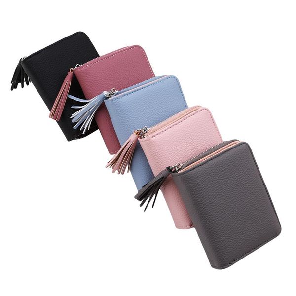 

wallets women's multifunction short lady mini purse card holder coin brand hasp & zipper 3 fold wallet with tassel, Red;black