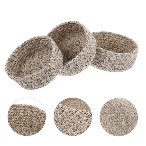 

storage boxes & bins 3pcs cotton thread woven baskets deskorganizing