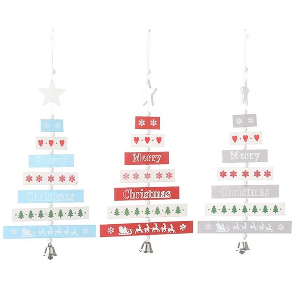 

3pcs new year 2021 natural wood christmas tree ornament wooden pendant xmas gift noel christmas decoration