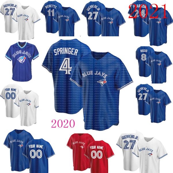 

4 george springer toronto blue jays jersey 11 bo bichette 27 vladimir guerrero jr. 8 cavan biggio 29 joe carter jerseys, Blue;black