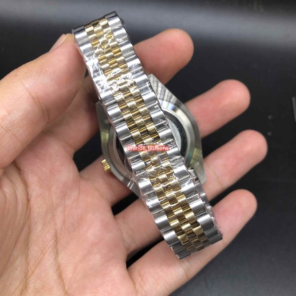 

prong set diamond wristwatch red face watch bi-gold stainless steel strap watch automatic mechanical sports watches, Slivery;brown