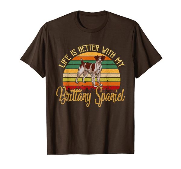 

life is better with my brittany spaniel t-shirt, White;black