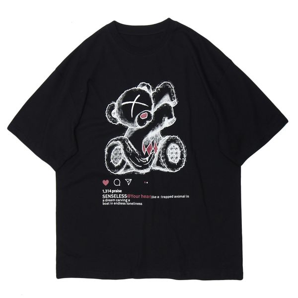 

new african 2021 aden bear lettered print casual t-shirt men's summer harajuku famous street wear short sleeve hip hop cotton pz8j, White;black