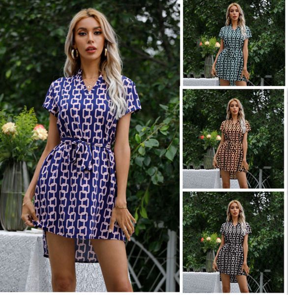 

v-neck chain print corset pocket casual dress, Black;gray