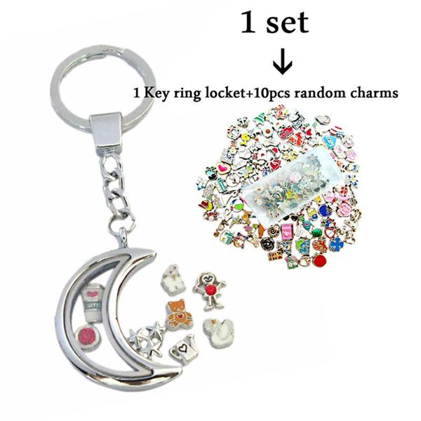 

keychains 24 options rhinestone magnetic floating locket keychain zinc alloy living memory +10p charms, Silver