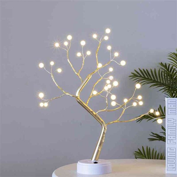 

led copper wire tree touch switch pearl star indoor christmas decoration night lamp
