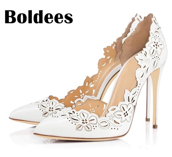 

dress shoes boldee fashion women pumps high heels cut outs summer pointed toe sapato femininos plus size 43, Black