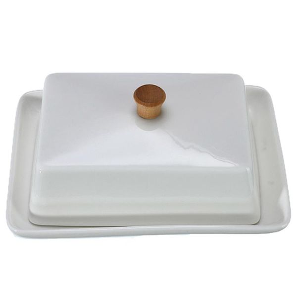 Organizzazione di stoccaggio da cucina 6 pollici piatto di sushi bianco piatti di formaggio di frutta composta di burro in ceramica cucina squisita scatola di copertura contenitore Holde