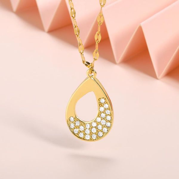 

pendant necklaces luxury simple water drop necklace crystal gold bohemia jewelry for women party weeding accessories gift, Silver