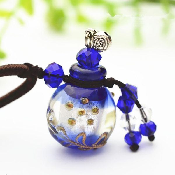 

60pcs/lot new diffuser perfume glass essential oil necklace refillable oil bottle pendant noctilucent necklace wholesale