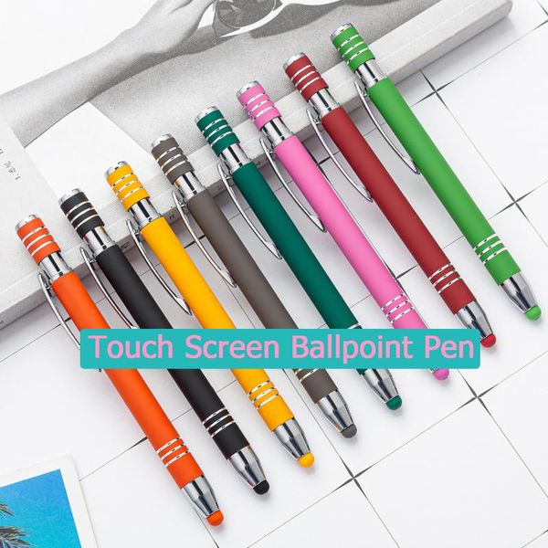 

ballpoint pens 10pcs/lot multicolor touch screen pen metal capacitive gift promotion advertising student school stationery, Blue;orange