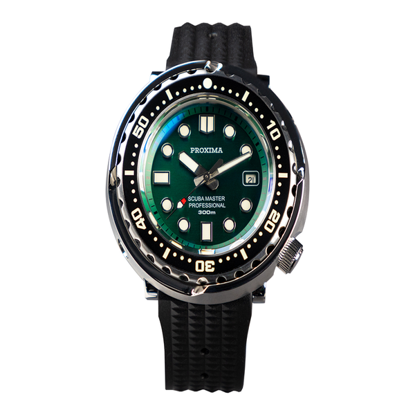 

wristwatches green horizontal stripes diving watch c3 luminous pot cover sapphire glass mechanical men, Slivery;brown