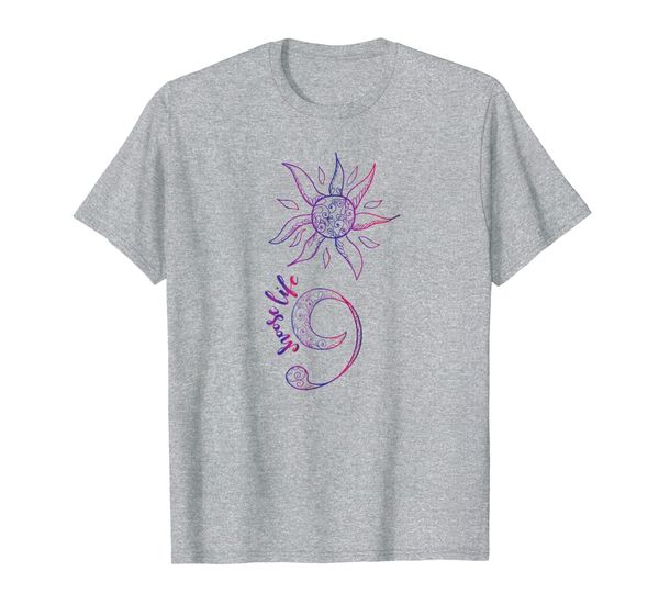 

vintage sun celestial semicolon graphic men women t shirt, White;black