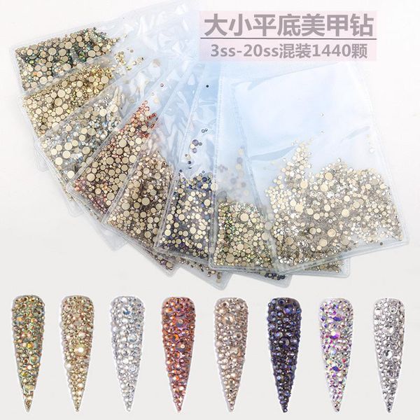 

nail art decorations accessories flat glass transparent size mixed decoration diy drill water, Silver;gold