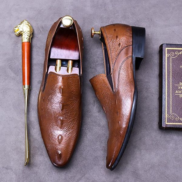 

dress shoes single summer 2021 crocodile men's genuine leather business, Black