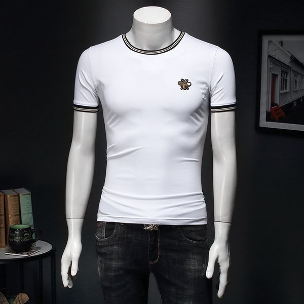 

new embroidery men's t 5xl great 2021 summer tee shirt short sleeve camiseta man tshirt e153 64jh, White;black