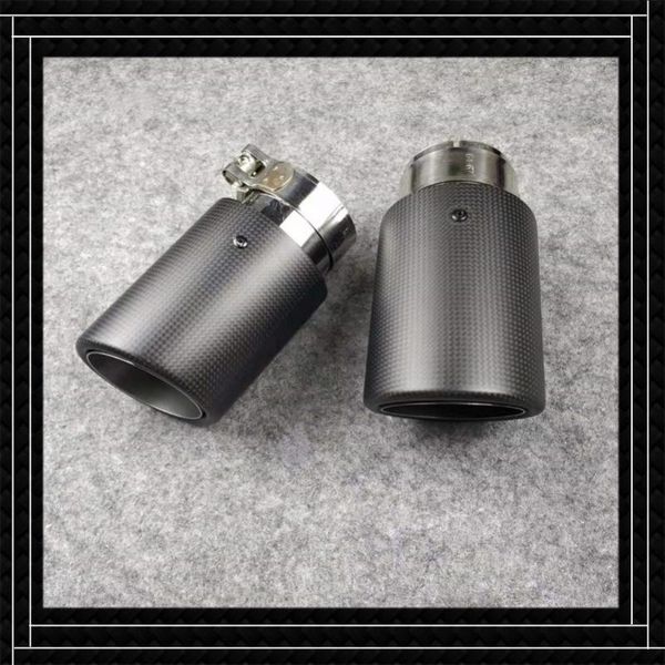 

motorcycle exhaust system 1 piece crimping matte black car universal carbon fiber +stainless steel muffler tip