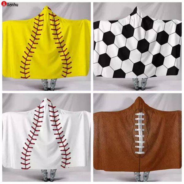 

children baseball hooded blanket football beach towel sherpa lined sports themed softball bath swaddling blanket 150130cm dfb3215109