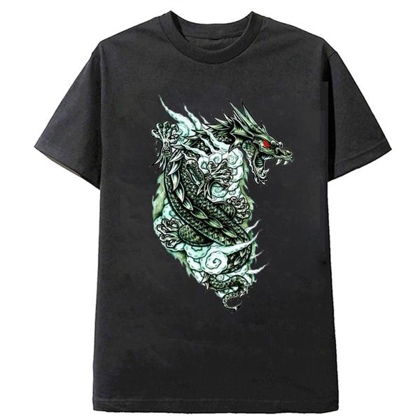 

men's t-shirts men women loose short sleeve t shirt hip hop tee rock skate board summer casual dragon 2 color p12, White;black