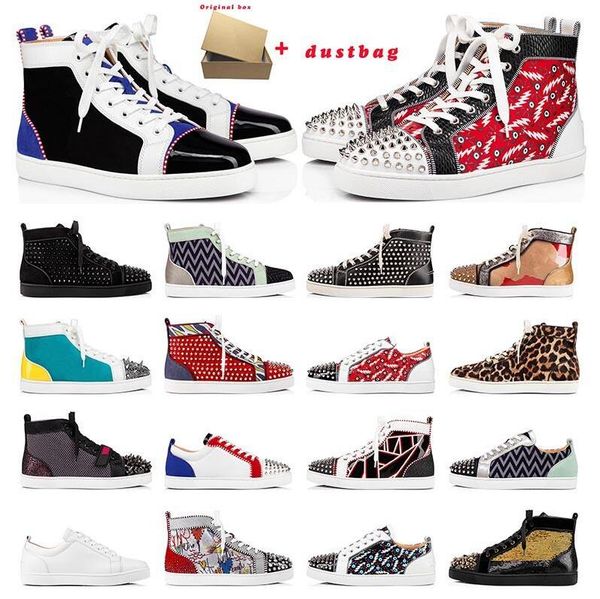 

with box luxuries loafers red bottom junior spikes platform designers shoes mens womens casual shoes bottoms flat trainers sneakers size 13