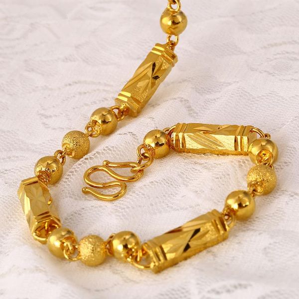 

chains hexagon mens necklace 18k gold solid beads engrave chian, Silver