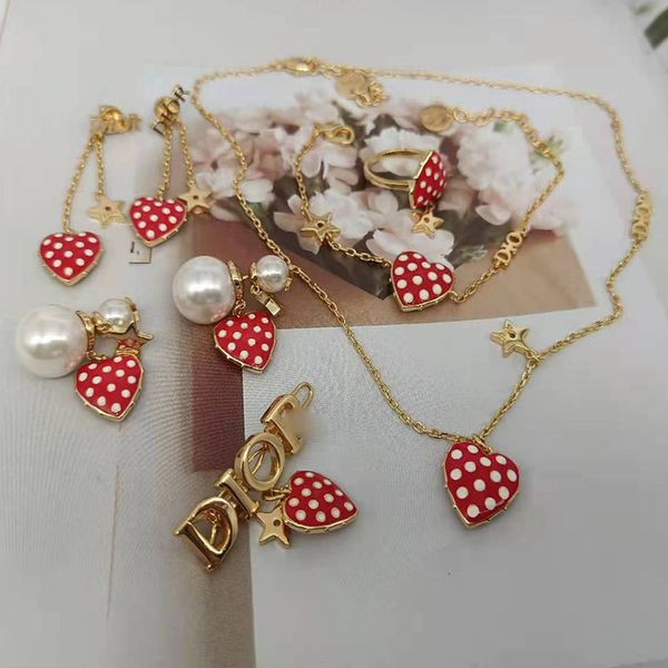 

75% off luxury jewelry new love strawberry women's necklace set tanabata gift girl, Silver