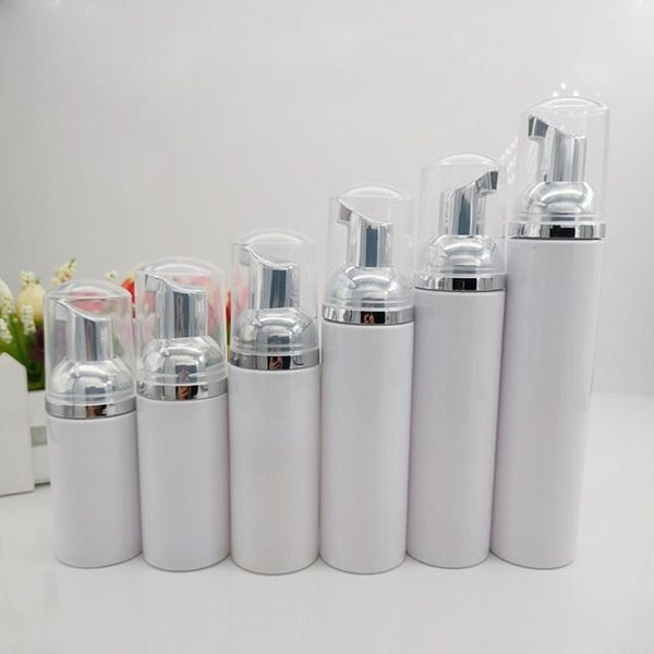 

10pcs plastic foam bottle with silver color pump empty travel foaming dispensers for soap shampoo 30/50/70/80/100ml
