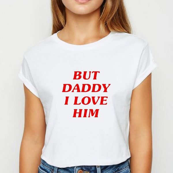 

2021new summer women's shirt comic love the mermaid love but daddy i love him funny couple style t-shirt, White