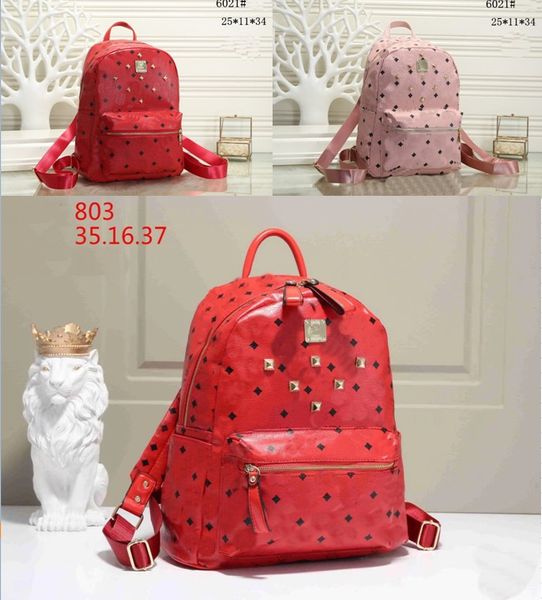 

leather classic fashion backpacks korean version of punk rivet backpack male and female student school bag travel basg letter printing