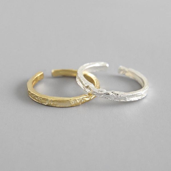 

wedding rings shanice 100% 925 sterling silver open ring for women ins gold & color foil concave-convex irregular surface, Slivery;golden