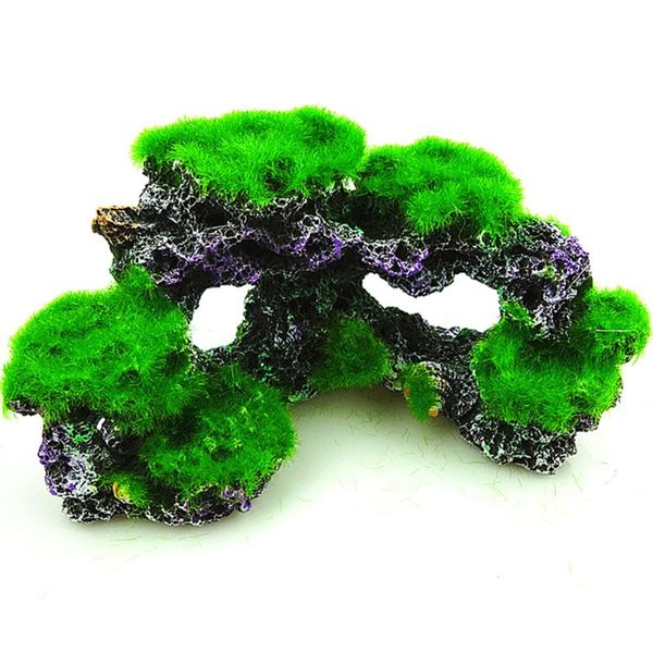 

home decor ornament aquarium coral moss rock fish tank marine island cave