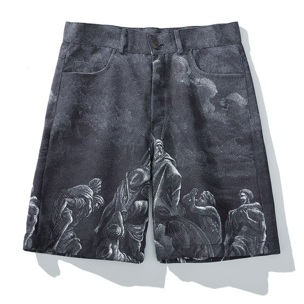 

eden's 2021 new oil painting vintage printed menswear harajuku hip hop jogging harem pants informal summer famous street no7s, White;black