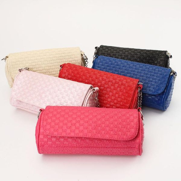 

new women's woven chain bucket small bag pu leather handbag shoulder crossbody purse wallet shopping bags fashion decoration