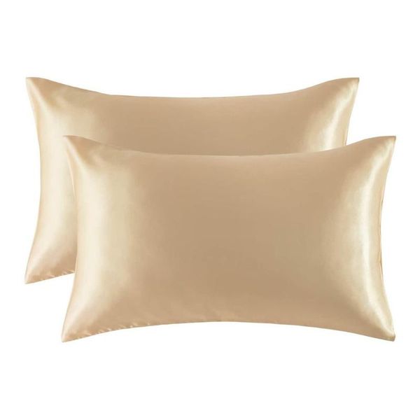 

pillow 1 pair case imitation silk pillowcase european and american style comfortable breathable bed linings