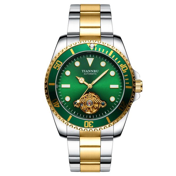 

designer watch brand watches luxury watch green water ghost men's fully automatic hollow out mechanical fashion trend waterproof, Slivery;brown