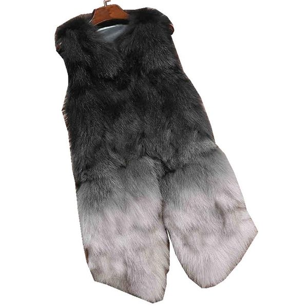 

women's fur & faux lady piece real raccoon vest waistcoat autumn winter women outerwear coats female clothing gilet lf4228, Black