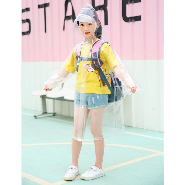 

raincoats children transparent long raincoat kids clear rain coat with hood and backpack position for girls boys