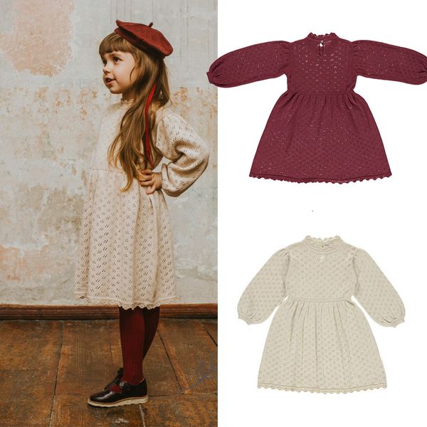 

2021 kids cotton es be o brand new autumn winter girls knit hollow out princess baby child fashion outwear clothes fzfl, Red;yellow